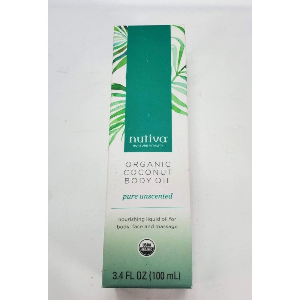 Nutiva Organic Coconut Body Oil Pure Unscented 3.4fl‎ oz Liquid Face Massage